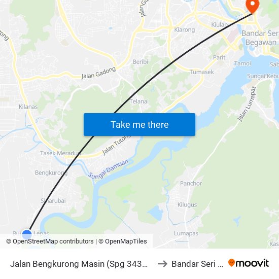 Jalan Bengkurong Masin (Spg 343@Opp Kedai Quthairah) to Bandar Seri Begawan map