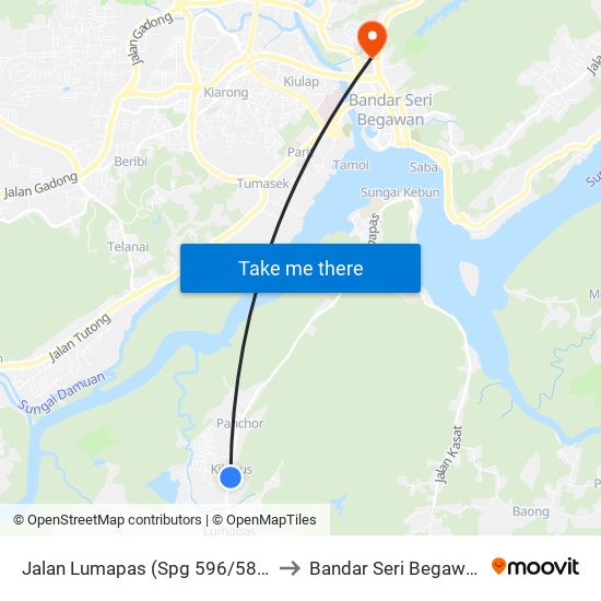 Jalan Lumapas (Spg 596/588) to Bandar Seri Begawan map