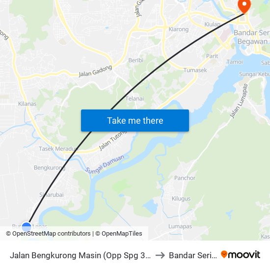 Jalan Bengkurong Masin (Opp Spg 343@Opp Kedai Quthairah) to Bandar Seri Begawan map