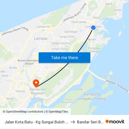 Jalan Kota Batu - Kg Sungai Buloh (J. Batu Marang) to Bandar Seri Begawan map