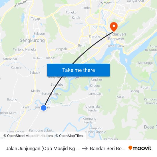 Jalan Junjungan (Opp Masjid Kg Junjongan) to Bandar Seri Begawan map