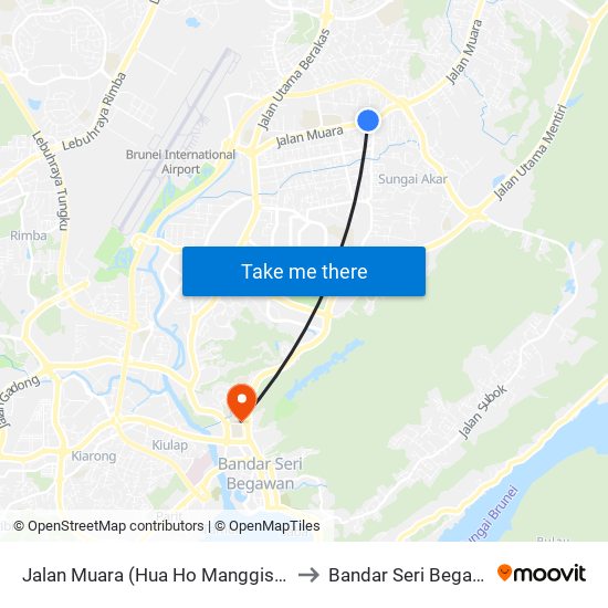 Jalan Muara (Hua Ho Manggis Mall) to Bandar Seri Begawan map