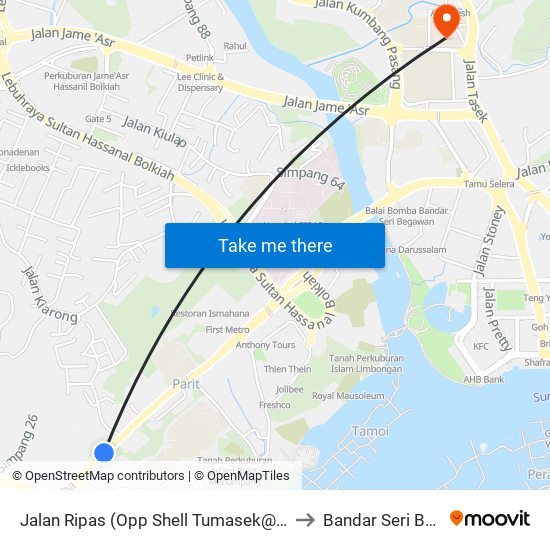 Jalan Ripas (Opp Shell Tumasek@Spg 160/164) to Bandar Seri Begawan map