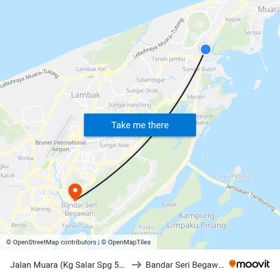 Jalan Muara (Kg Salar Spg 599) to Bandar Seri Begawan map