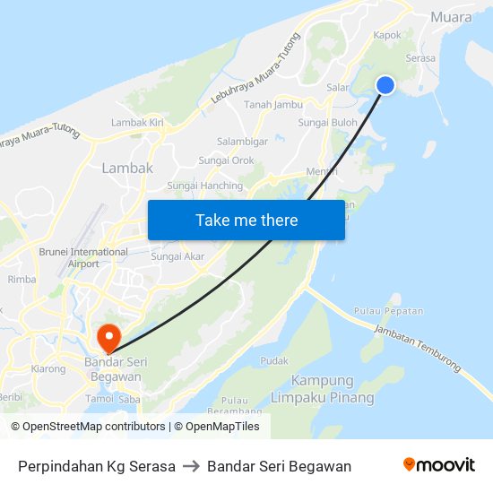 Perpindahan Kg Serasa to Bandar Seri Begawan map