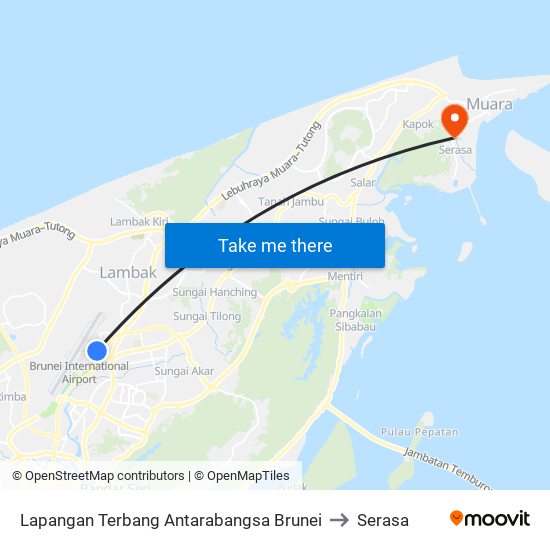 Lapangan Terbang Antarabangsa Brunei to Serasa map