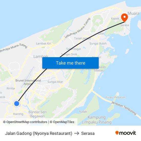 Jalan Gadong (Nyonya Restaurant) to Serasa map