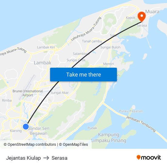 Jejantas Kiulap to Serasa map