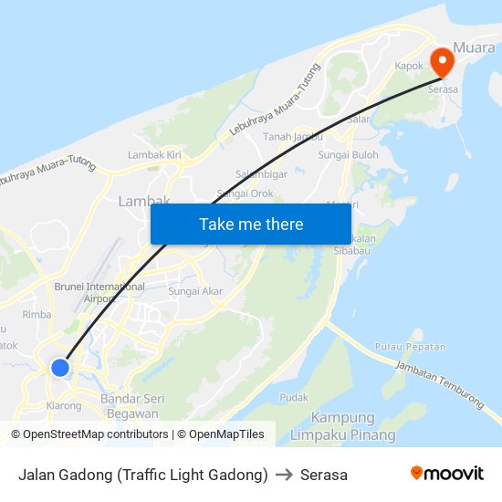 Jalan Gadong (Traffic Light Gadong) to Serasa map