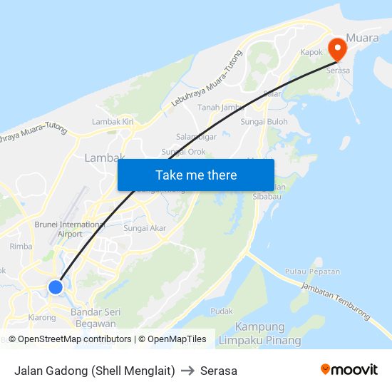 Jalan Gadong (Shell Menglait) to Serasa map