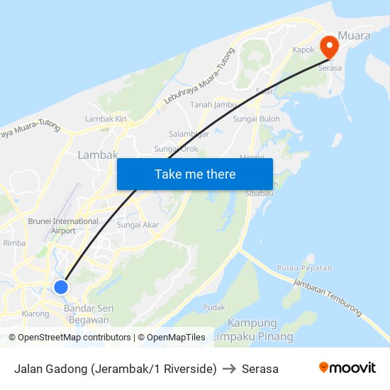 Jalan Gadong (Jerambak/1 Riverside) to Serasa map