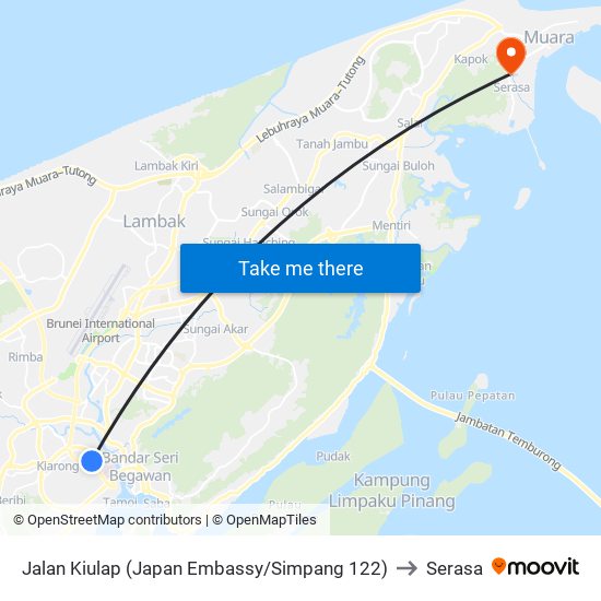 Jalan Kiulap (Japan Embassy/Simpang 122) to Serasa map