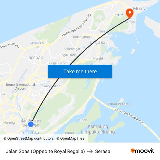 Jalan Soas (Oppsoite Royal Regalia) to Serasa map