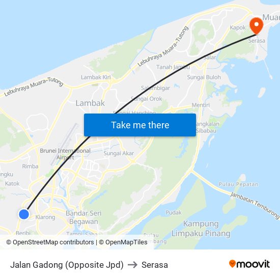 Jalan Gadong (Opposite Jpd) to Serasa map