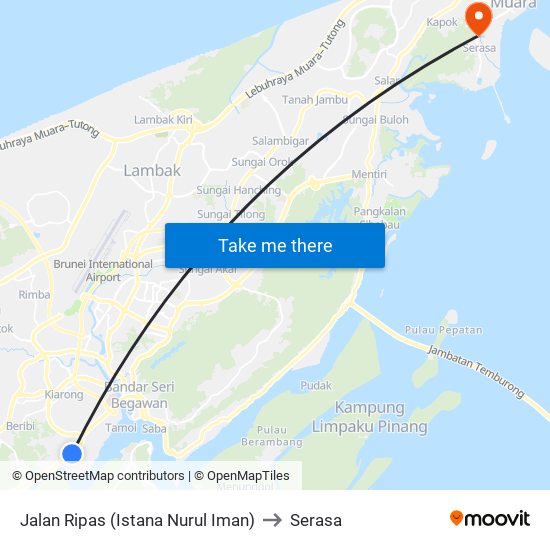 Jalan Ripas (Istana Nurul Iman) to Serasa map