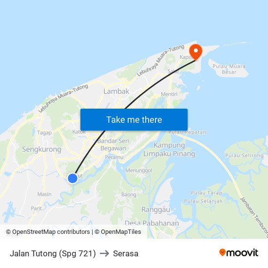 Jalan Tutong (Spg 721) to Serasa map