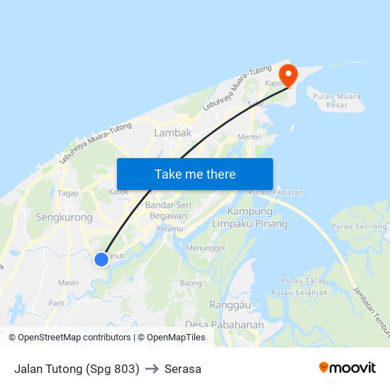 Jalan Tutong (Spg 803) to Serasa map