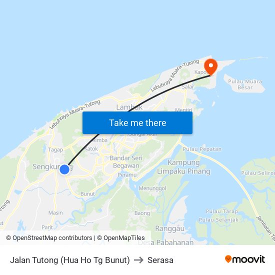 Jalan Tutong (Hua Ho Tg Bunut) to Serasa map