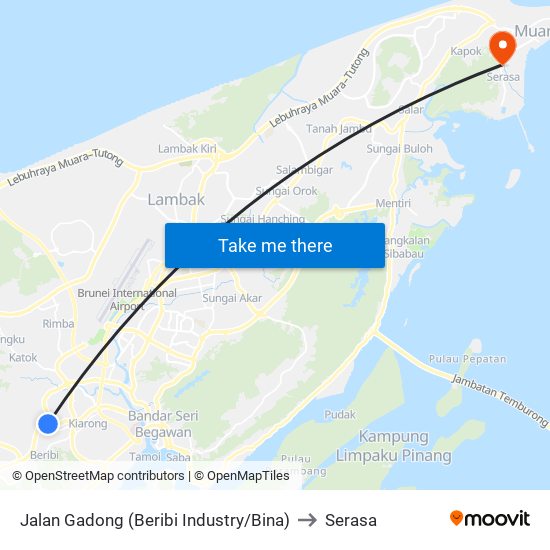 Jalan Gadong (Beribi Industry/Bina) to Serasa map