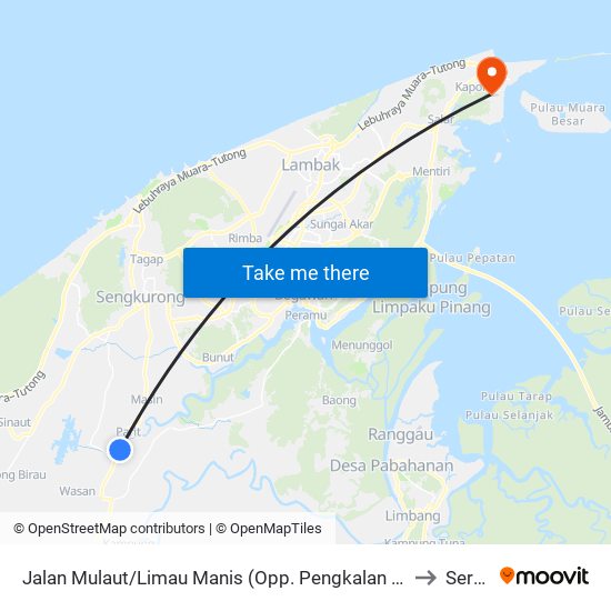 Jalan Mulaut/Limau Manis (Opp. Pengkalan Batu Mosque) to Serasa map