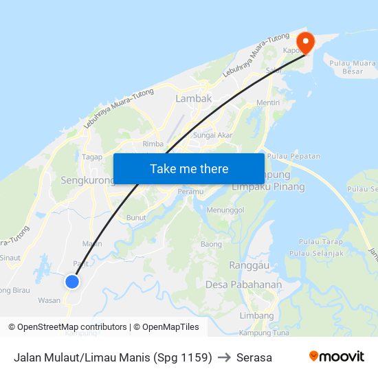 Jalan Mulaut/Limau Manis (Spg 1159) to Serasa map