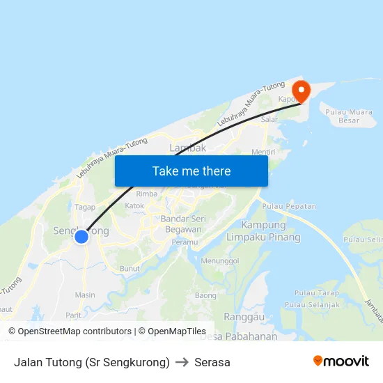 Jalan Tutong (Sr Sengkurong) to Serasa map