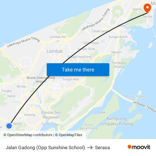 Jalan Gadong (Opp Sunshine School) to Serasa map