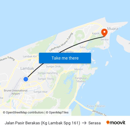 Jalan Pasir Berakas (Kg Lambak Spg 161) to Serasa map