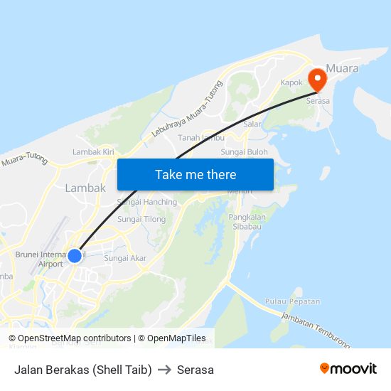 Jalan Berakas (Shell Taib) to Serasa map