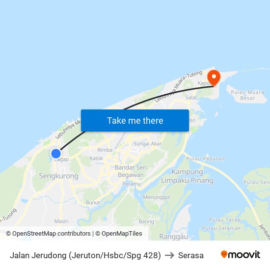 Jalan Jerudong (Jeruton/Hsbc/Spg 428) to Serasa map