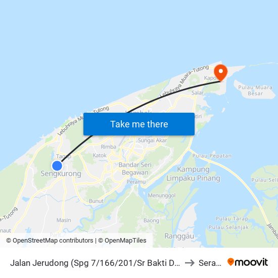 Jalan Jerudong (Spg 7/166/201/Sr Bakti Dewa) to Serasa map