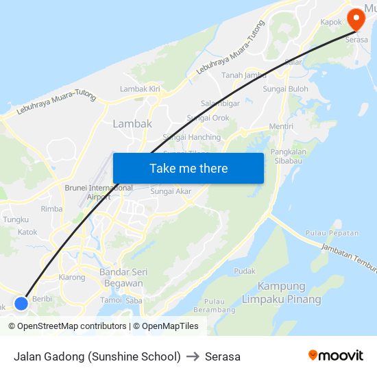 Jalan Gadong (Sunshine School) to Serasa map