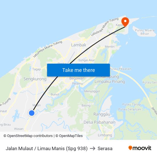 Jalan Mulaut / Limau Manis (Spg 938) to Serasa map