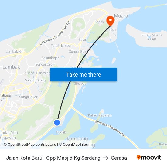 Jalan Kota Baru - Opp Masjid Kg Serdang to Serasa map