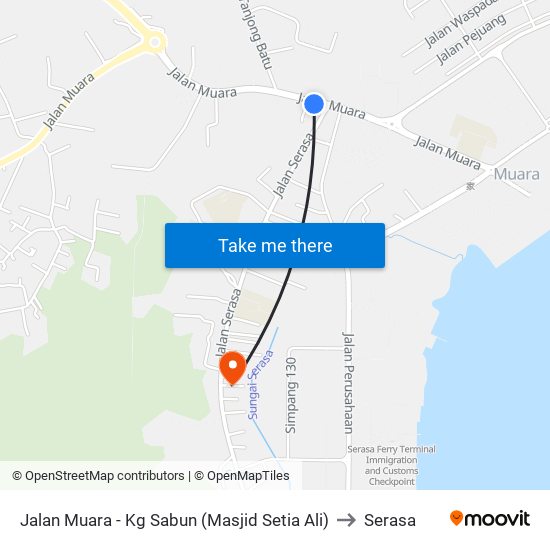Jalan Muara - Kg Sabun (Masjid Setia Ali) to Serasa map