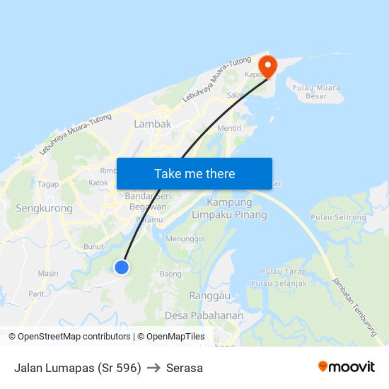 Jalan Lumapas (Sr 596) to Serasa map