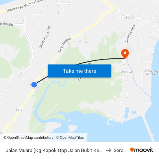 Jalan Muara (Kg Kapok Opp Jalan Bukit Kebun) to Serasa map