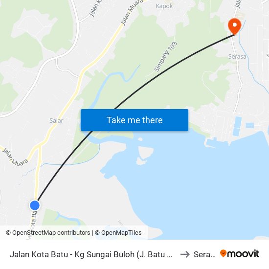 Jalan Kota Batu - Kg Sungai Buloh (J. Batu Marang) to Serasa map