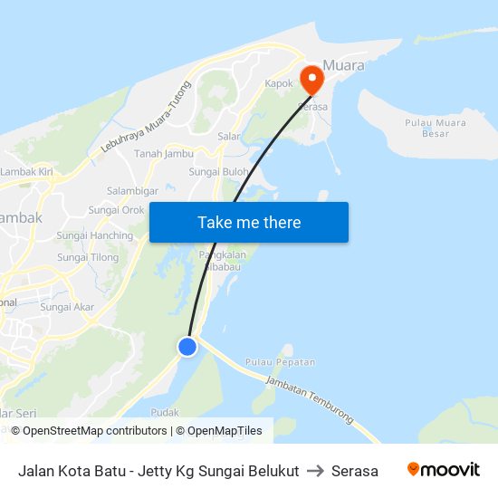 Jalan Kota Batu - Jetty Kg Sungai Belukut to Serasa map