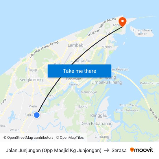 Jalan Junjungan (Opp Masjid Kg Junjongan) to Serasa map