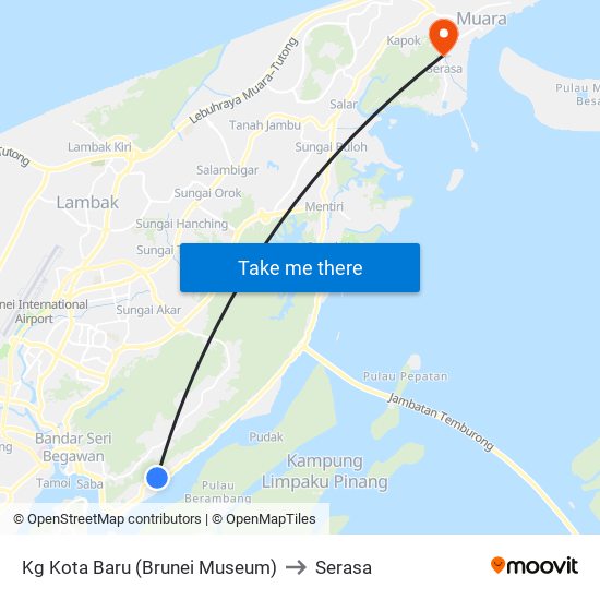 Kg Kota Baru (Brunei Museum) to Serasa map