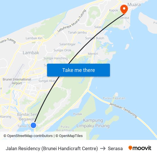 Jalan Residency (Brunei Handicraft Centre) to Serasa map