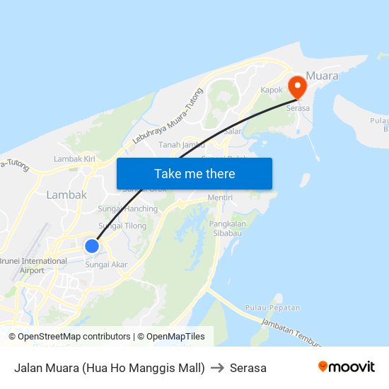 Jalan Muara (Hua Ho Manggis Mall) to Serasa map