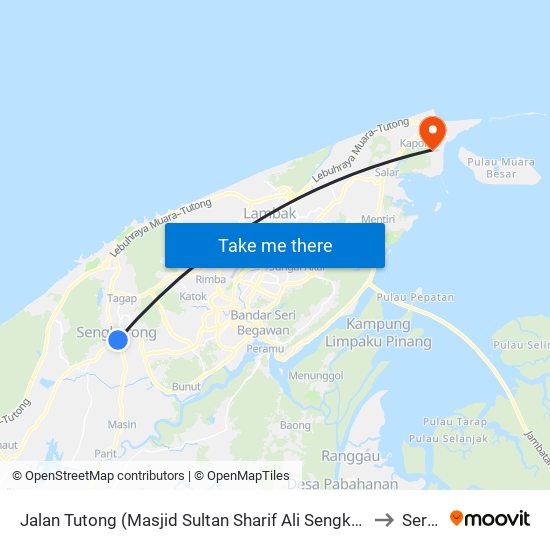 Jalan Tutong (Masjid Sultan Sharif Ali Sengkurong@Masjid) to Serasa map