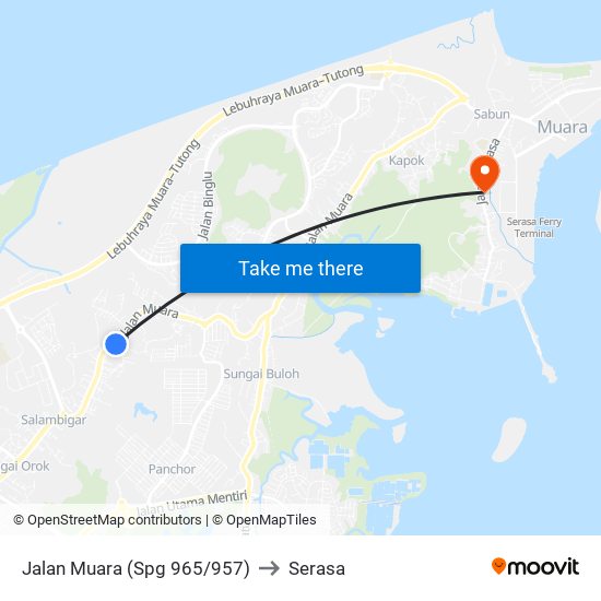 Jalan Muara (Spg 965/957) to Serasa map