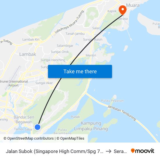 Jalan Subok (Singapore High Comm/Spg 74) to Serasa map