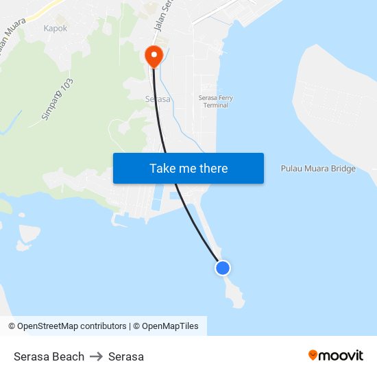 Serasa Beach to Serasa map