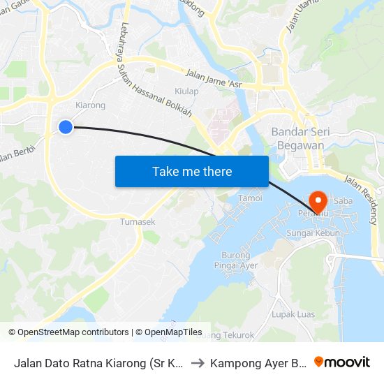 Jalan Dato Ratna Kiarong (Sr Kiarong) to Kampong Ayer Brunei map