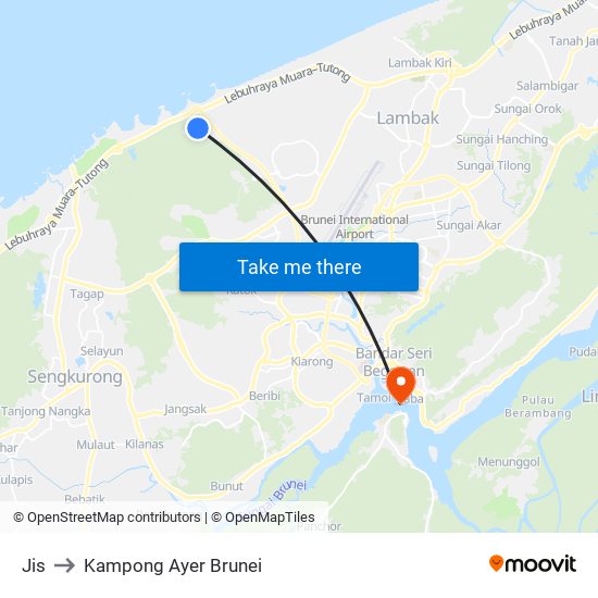 Jis to Kampong Ayer Brunei map