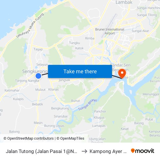 Jalan Tutong (Jalan Pasai 1@Near Ban 3) to Kampong Ayer Brunei map